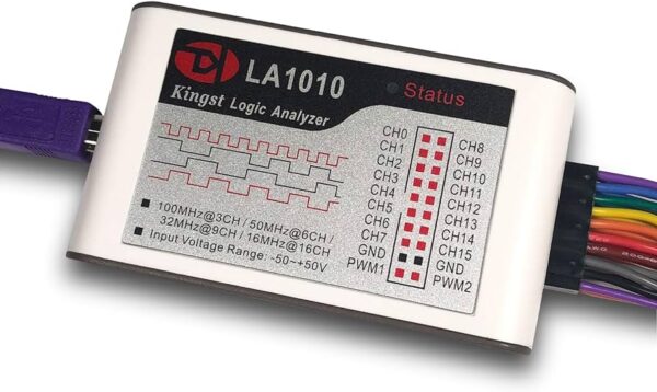 Kingst LA1010 USB Logic Analyzer 100M max sample rate,16Channels,10B samples, MCU,ARM,FPGA debug tool english software