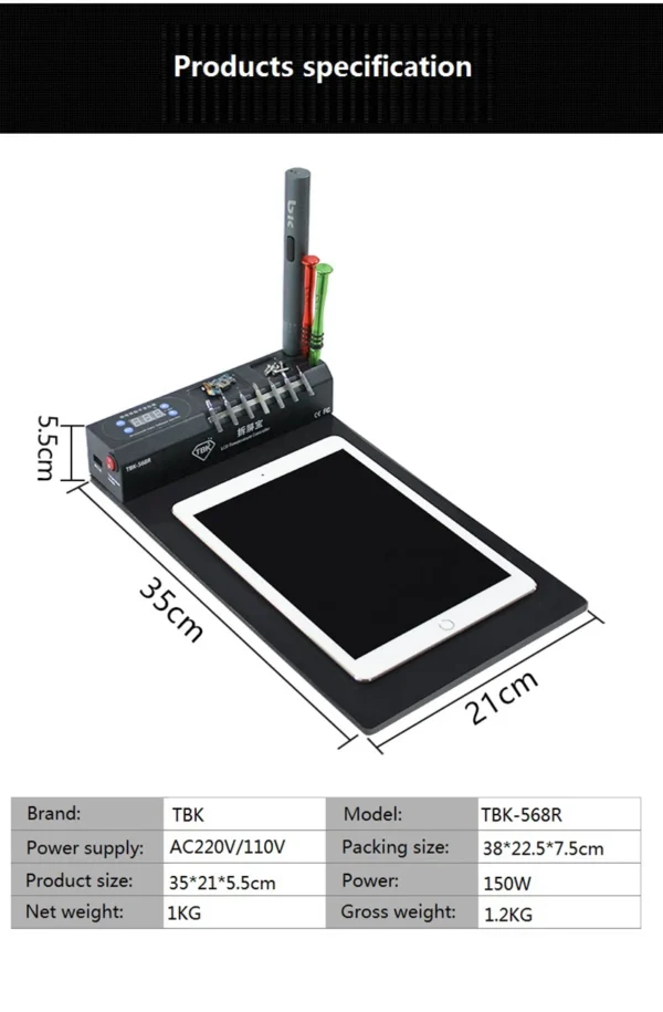 TBK-568R LCD Screen Separating Machine Pre-Heating Platform
