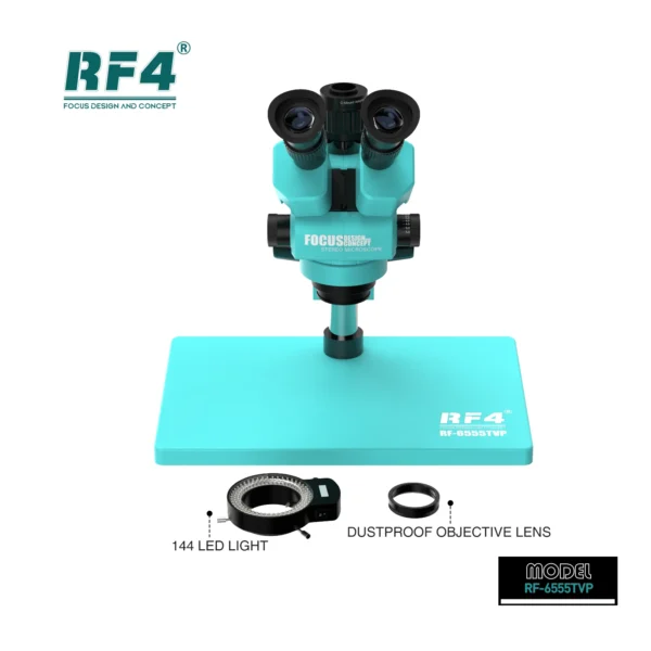 RF-6555TVP Large Base 7gears Fast Locking 6.5X-55X Magnification Times Microscope New Dust Microscope Extend Service Life