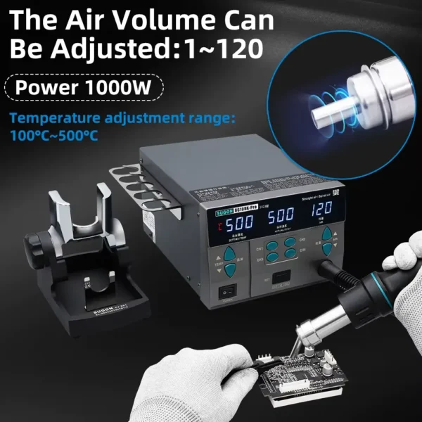 Sugon 8610DX-Pro 1000W High Power Heat Gun Digital Display Desoldering Rework Station