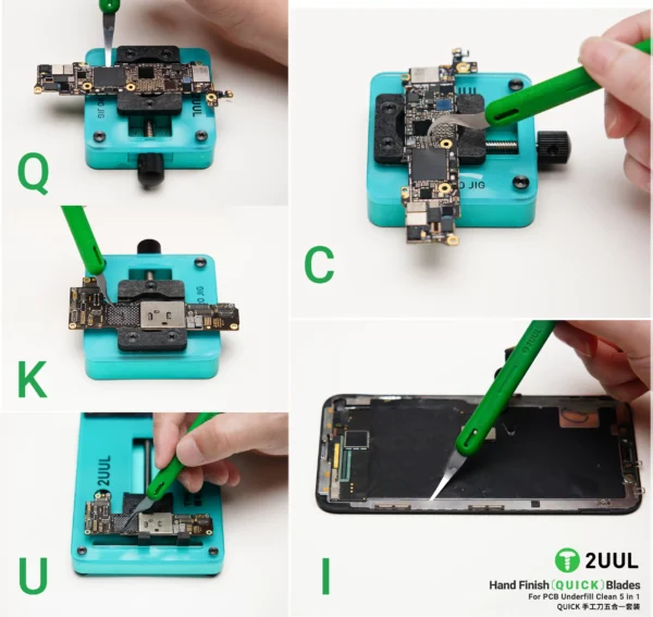 2UUL DA22 Hand Finish QUICK Blades Set for PCB Underfill Clean