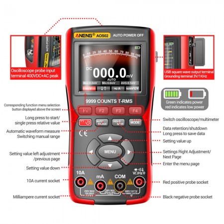 Aneng AOS02 Portable Multimeter & Oscilloscope