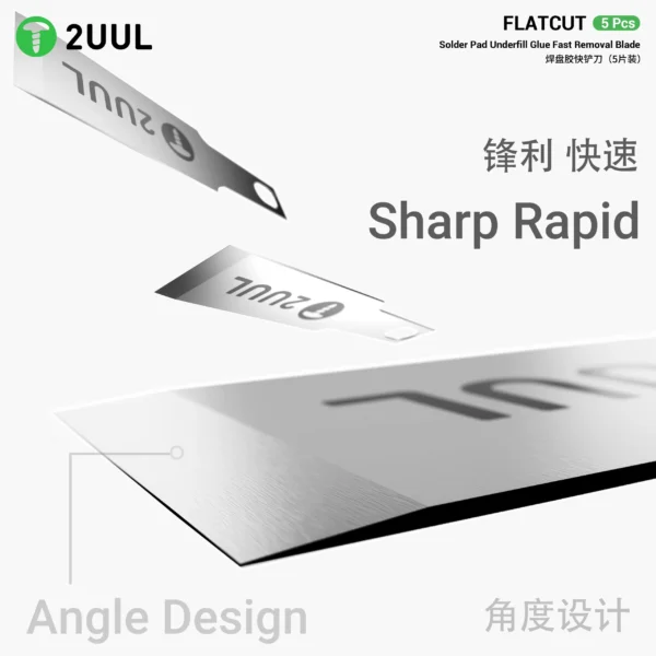 2UUL DA28 FlatCut Solder Pad Underfill Glue Fast Removal Blades (5pcs/box)