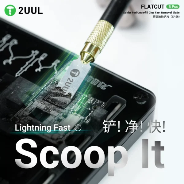 2UUL DA28 FlatCut Solder Pad Underfill Glue Fast Removal Blades (5pcs/box)