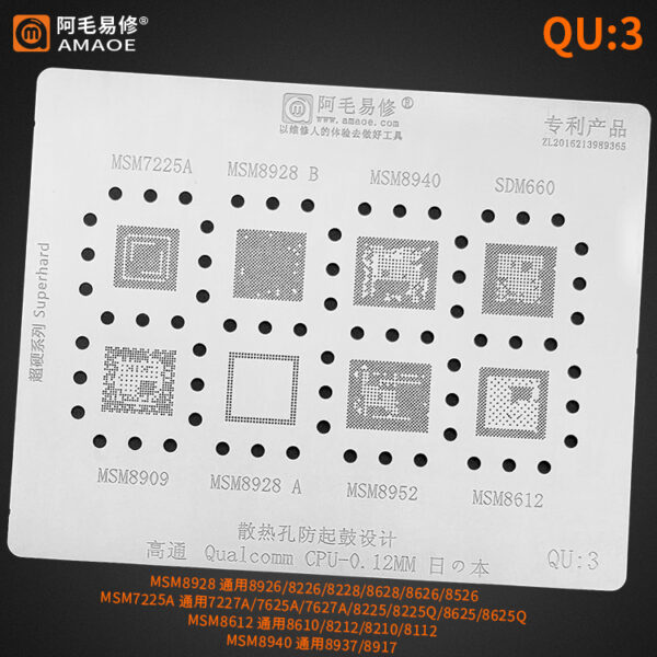 Amaoe Stencil Set for Qualcomm CPU QU1-QU9