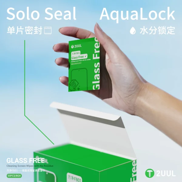 2UUL FB01 Glass Free Cleaning Screen Wipes with No Residue( 50 Pcs/Box )