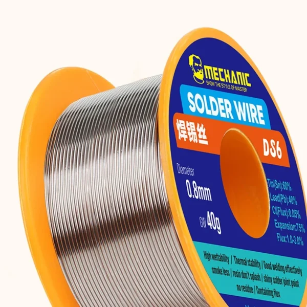Mechanic DS6 0.3 / 0.6 / 0.8mm No-clean 40g Rosin Core Welding Tin Wire
