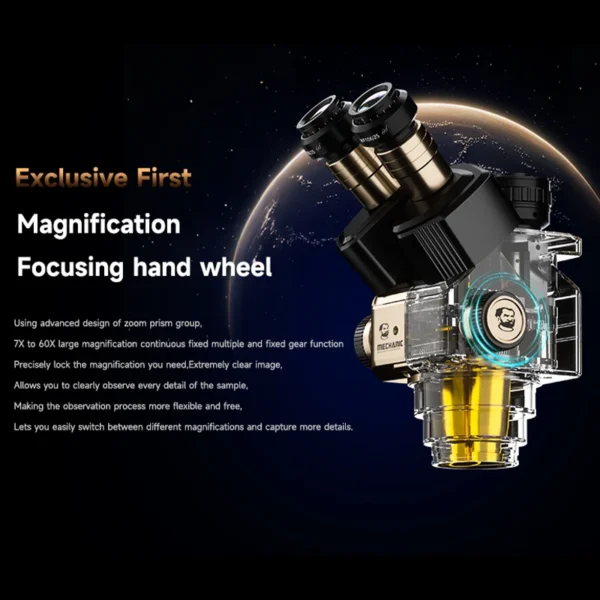 Mechanic Robot 7060T 7-60X Trinocular Microscope