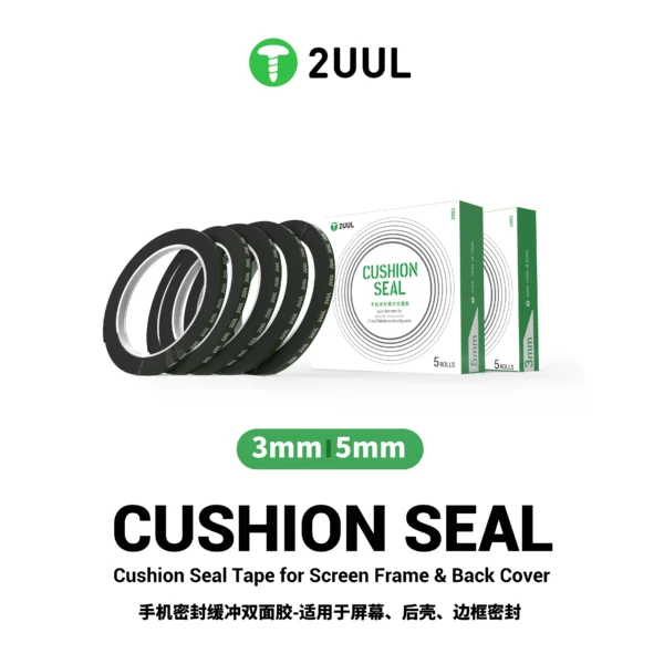 2UUL Cushion Seal Tape for Screen Frame & Back Cover 3mm/5mm (5Rolls/Pack）