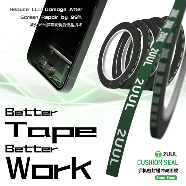 2UUL Cushion Seal Tape for Screen Frame & Back Cover 3mm/5mm (5Rolls/Pack）