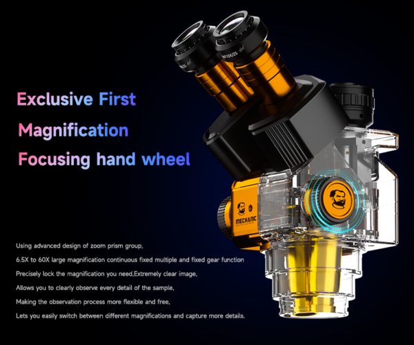 Mechanic Robot Z4 6.5-60X Trinocular Stereo Microscope