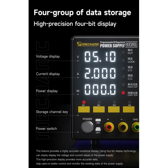 ​Mechanic DSP30D5 30V / 5A 4-Digit Display Power Supply