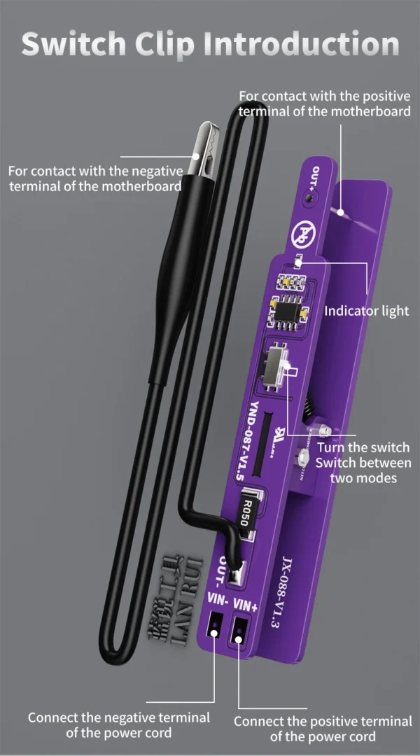 Lanrui M191 Universal Motherboards(Unencrypted) Battery Switch Clip for iPhone / Android / Tablet