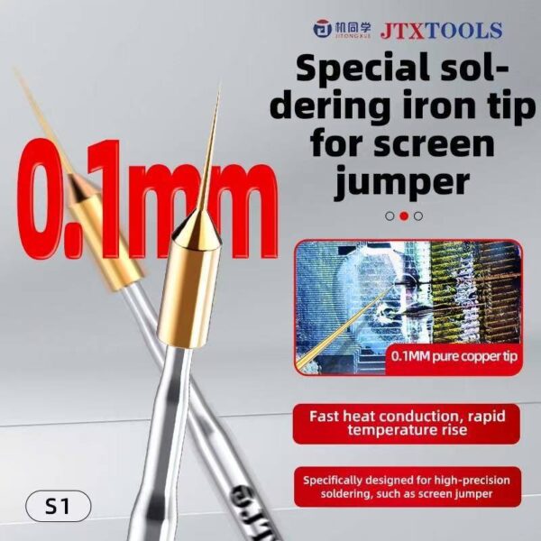 JTX S1 0.1mm Ultra-Fine Pure Copper Soldering Iron Tip Special for Screen Jumper