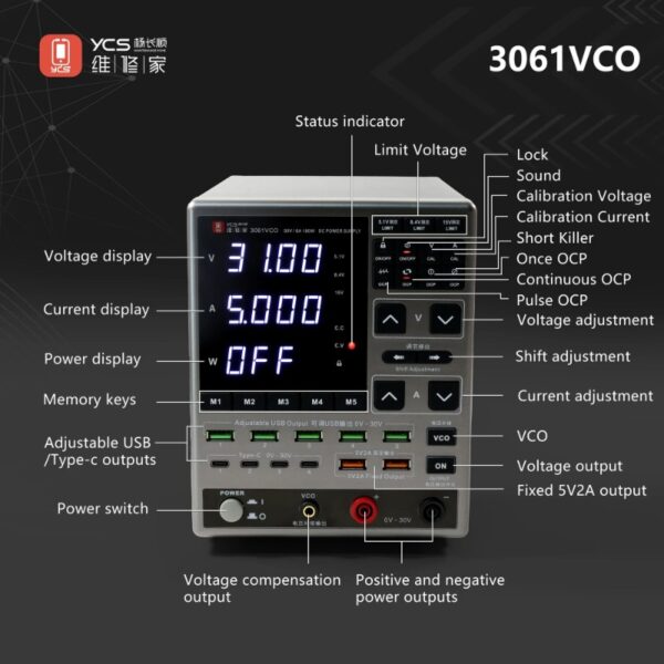 YCS 3061 30V / 6A Adjustable DC Power Supply