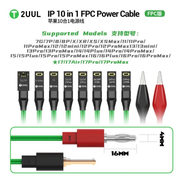 PW10FPC_10_1_3 2UUL PW10 FPC Power Cable for iPhone 7-17series 10 in 1