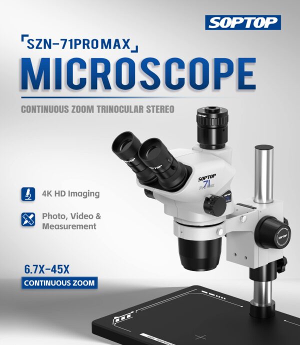 SopTop 71 ProMax 6.7 - 45x Trinocular Microscope