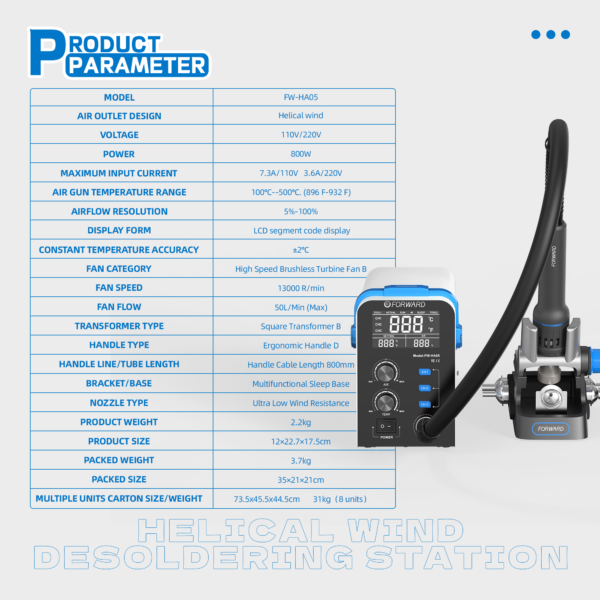 Forward FW-HA05 800W Precise Temperature Hot Air Station