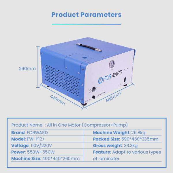 FORWARD-FW-P12-Plus-All-in-One-Motor-CompressorPump-Parameters FORWARD FW-P12 Plus All in One Motor (Compressor+Pump)
