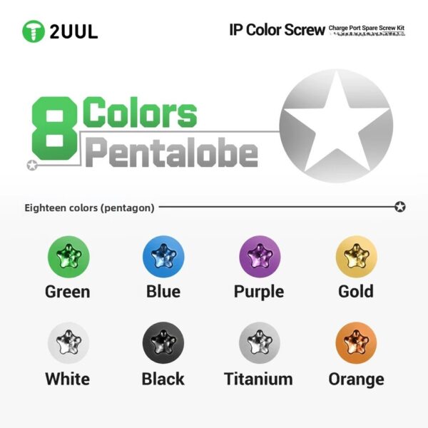 2UUL SC13 IP Color Screw Charge Port Spare Screw Kit (360pcs/Box)