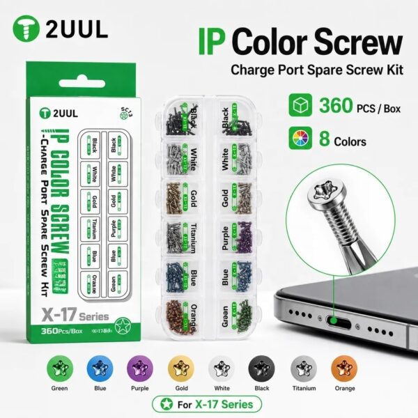 2UUL SC13 IP Color Screw Charge Port Spare Screw Kit (360pcs/Box)